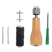 DIY Craft Leather Sewing Kit, Heavy Duty Sewing Tools Sewing Awl Leather Stitching Kit Waxed Thread Upholstery Repair Set for Canvas Tarpaulin Denim