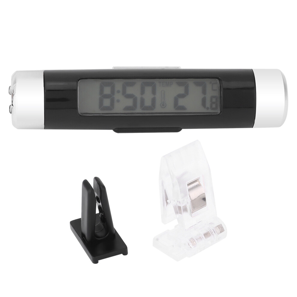 Car Dashboard Thermometer And Digital Clock With Lcd Display Backlight Function Compact Lightweight Design For Vehicles And Offices 9191629383320