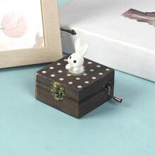 Hand Crank Music Box, Mini Wooden Animal Music Box, Handicraft Ornaments, for Child Unisex Christening Home Decoration(E)