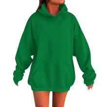 Girls Cozy Fleece Plain Green Oversized Hoodie Sweatshirt Long Sleeve Winter Pullover Top Casual Preppy Trendy Loose Fit Tween Wear, 1-2 Years