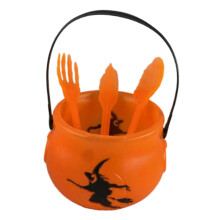 Halloween Cauldron Decor for Children Lightweight Hanging Witch Cauldron Pot Orange
