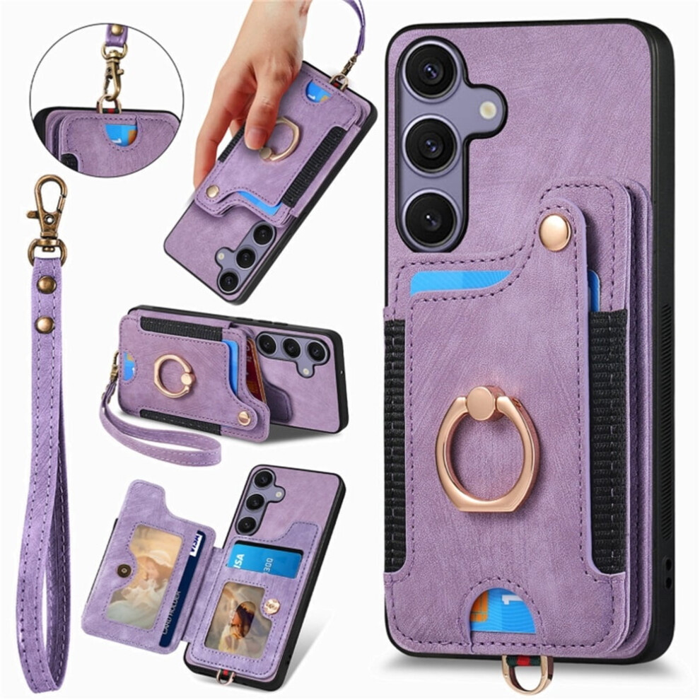 Compatible With Samsung Galaxy A57 5G Pu Leather Wallet Case With Rfid Blocking, Ring Holder, Kickstand, Wrist Strap & Magnetic Closure Â Purple 9558633002898