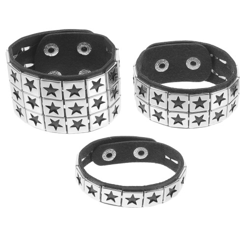 Set de brățări punk din PU cu stele – 3 bucăți