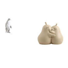 2 Pieces Penguin Sculpture Animal Statue Resin Bookend Functional Design for Living Room Office Shelf