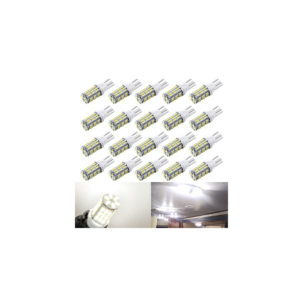 T10 921 194 168 Led Bulbs Natural 20-Pack, 3014 42-Smd, 12V Rv/Camper/Trailer/Boat Dome & Backup Lights, Compatible With T10 White 9558633006049