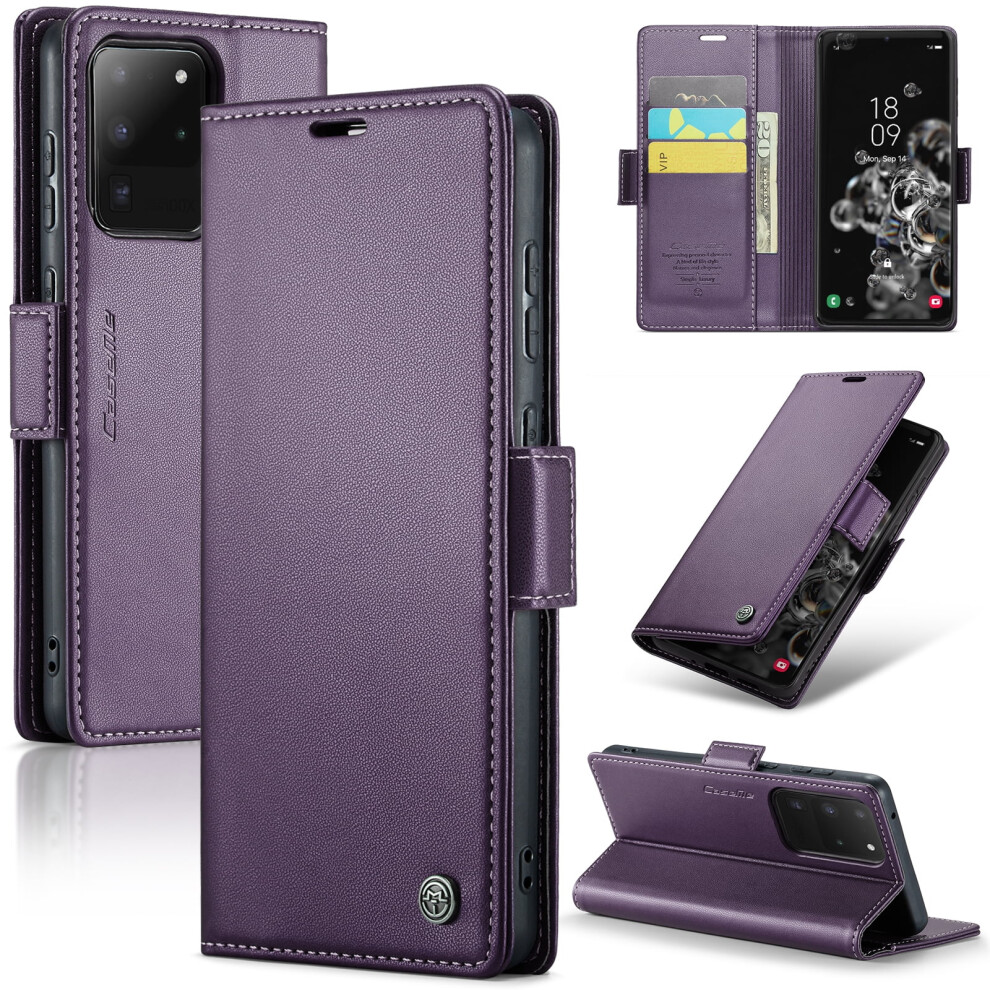 Caseme Leather Wallet Case For Compatible With Samsung Galaxy S20ultra Â Rfid Blocking, Magnetic Clasp, Kickstand, Card Holder 9558633006032
