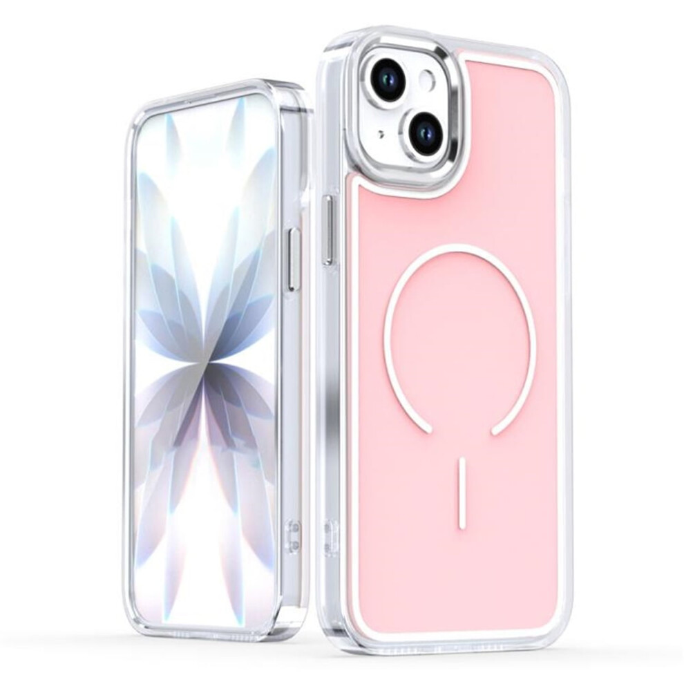 Magnetic Case For Iphone 15 (6.1"), Magsafe Compatible, Heavy-Duty Shockproof, Electroplated Dual-Color, Pink 9485826592112