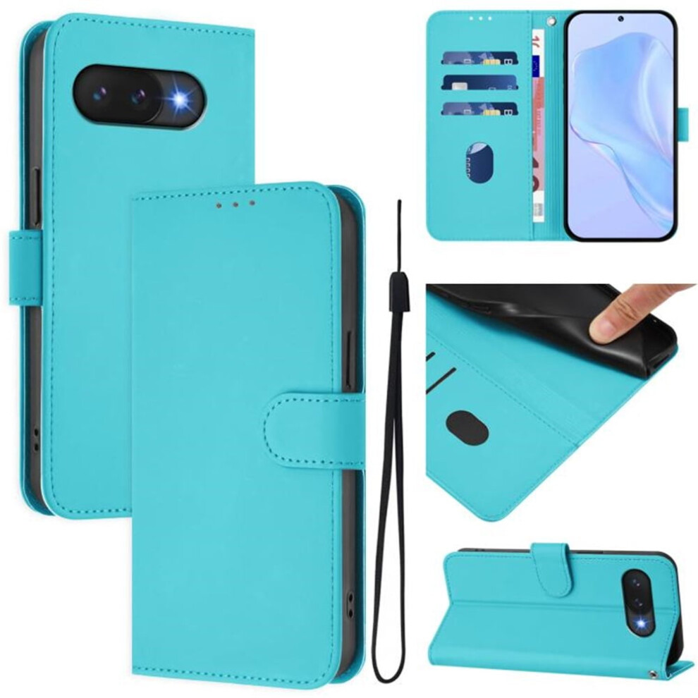 Wallet Case Compatible With Google Pixel 9A Â Pu Leather Magnetic Flip Folio, 3-Card Slot & Wrist Strap, Lake Blue 9485826590088
