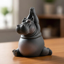 Mini Flexible Yoga Hippo Ornament – Comical Resin Figurine for Home, Office, Table Decor & Gifts – Compatible with Yoga Lovers, Kids, Friends &