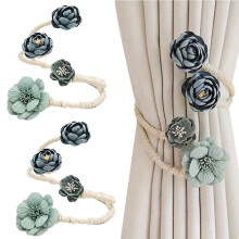 Artificial Hydrangea Flower Curtain Buckles, Rose Window Ties, Elegant Home Decor – Blue