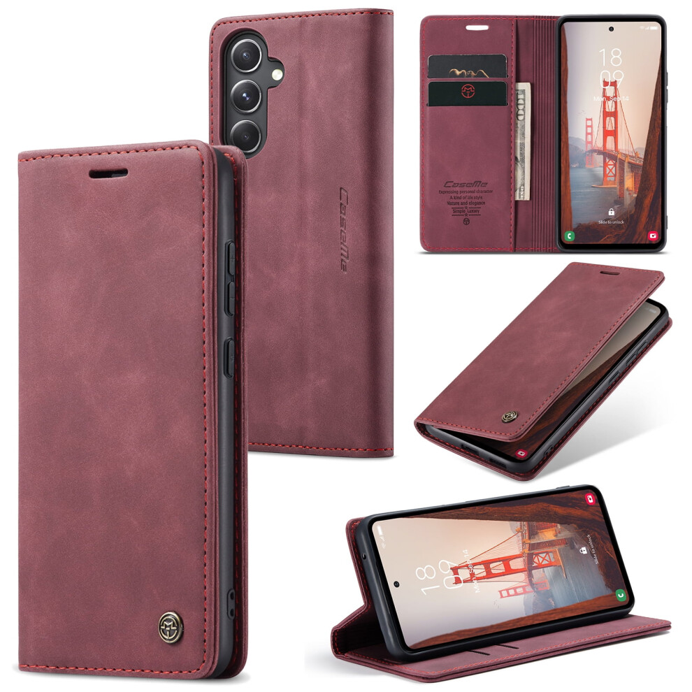 Caseme Leather Flip Wallet Case For Compatible With Samsung Galaxy S23 Fe 5G – Magnetic Closure, Card Holder, Kickstand, Shockproof 9485826592518