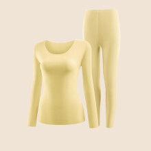 asdoklhq Women's Long Underwear Set Women's Thermal Underwear Set Seamless Round-neck Thermal Jacket Tight Thermal Underwear and Long Johns Yellow L