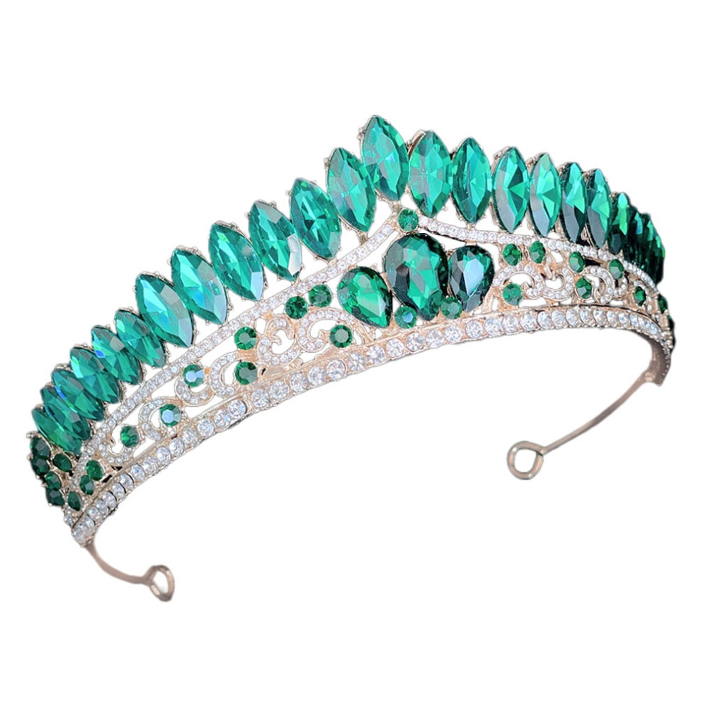 Unisex Green Sparkly Headband Tiara Crown Headband Rhinestone 1Pack