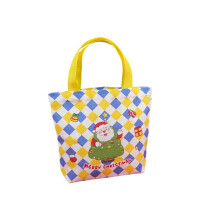 Sac cadeau de Noël en toile de taille moyenne avec poignée, orné de motifs de Noël, décoratif et pratique pour emballer de petits cadeaux comme