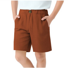 Boys School Uniform Shorts Stretch Pull On Chino Shorts Youth Cropped Shorts with Pockets Brown 5-6 Years