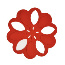 1 stuk creatieve holle siliconen antislip onderzetter voor pannen, isolatiepad met dubbele laag - antiaanbaklaag (7,1 inch 7,5 inch, rood)