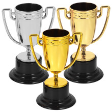 Attendance Trophy Award Plastic Silver 3Pcs