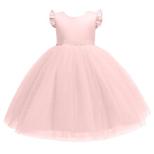 Toddler Girls Tutu Sundress Ruffle Sleeve Birthday Party Dresses Kids Princess Communion Gown Bridesmaid Wedding Prom Dress 4-5 Years