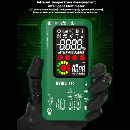 BSIDE Digital Multimeter Infrared Temperature 15V Diode LED Rechargeable  Multimeter DMM Green 1