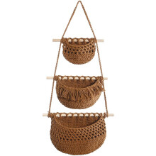 Cotton Rope Hanging Storage Baskets – Wall-Mounted Organiser for Bedroom, Living Room, Bathroom (Compatible with Standard Hooks)