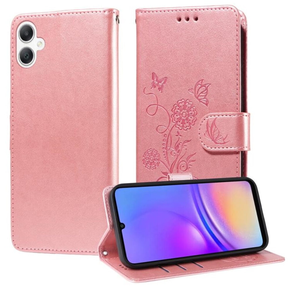 Embossed Butterfly Flower Flip Case For Samsung Galaxy A06 4G/5G Â Shockproof, Kickstand, Card & Cash Slots Pink 9193271792833