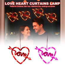 Niriyo Red Heart Suction Cup Lights – Battery Operated Window String Lights for Valentine's, Wedding, Indoor Decor; Warm Glow, Timer, Easy Install