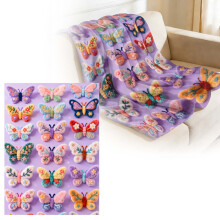 Knitted Butterfly Pattern Soft And Warm All Season Bed Blanket For Home And Travel Cozy Comfort Throw 130x150CM