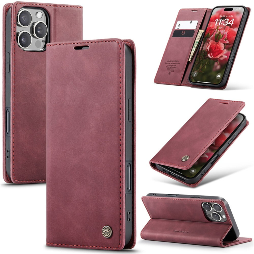 Caseme Leather Flip Wallet Case For Iphone 16 Pro Â Wine 9152228003705