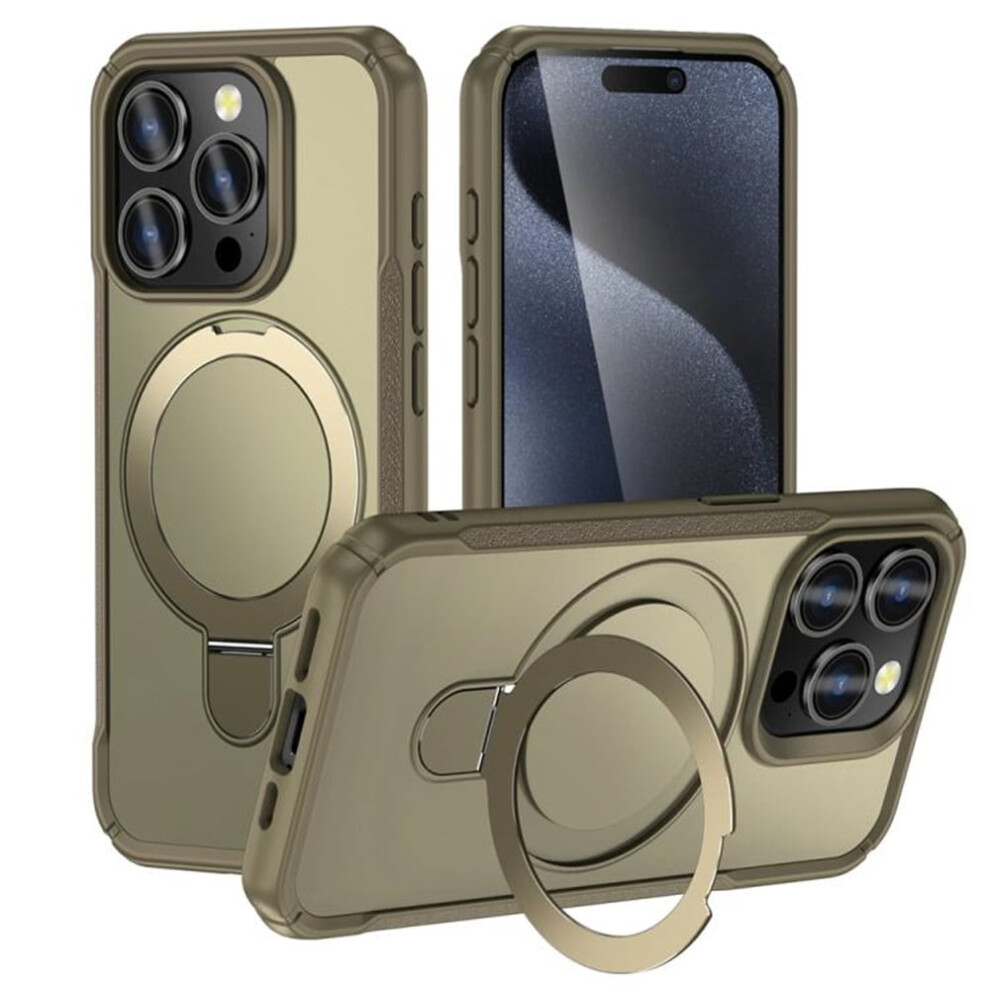 Magnetic Case For Iphone 14 Pro Max 6.7" Â Magsafe Compatible, Mil-Grade Shockproof, Built-In Stand & Ring Holder, Khaki 9193271794721