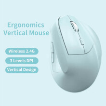 Mouse vertical wireless 2.4G, design ergonomic, buton DPI cu taste laterale, plug and play, utilizare în birou, compatibil cu PC-ul
