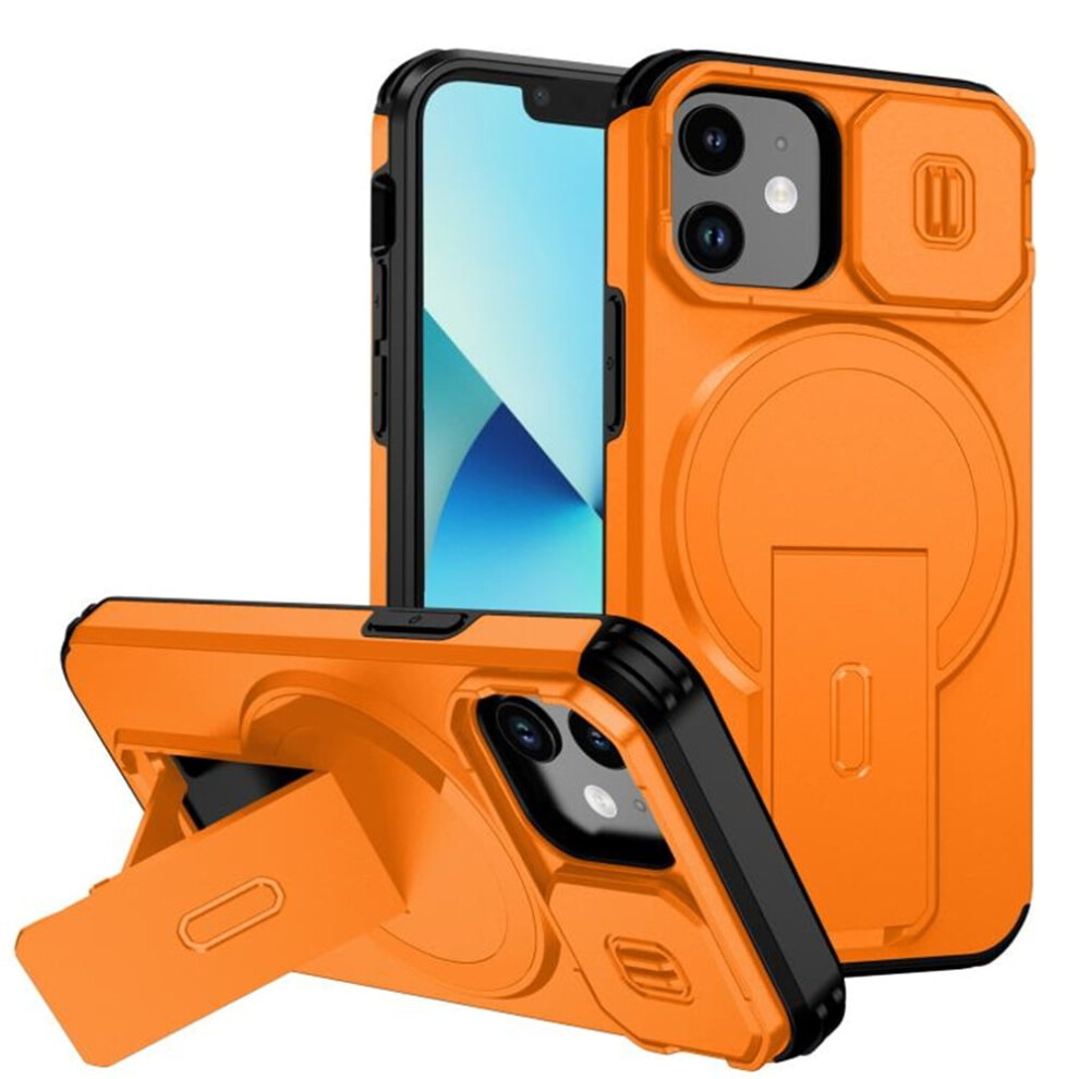 Iphone 13 Mini / 12 Mini 5.4" Case Â Magsafe, Invisible Fold Stand, Sliding Camera Cover, Shockproof & Dropproof, Orange 9418476653117