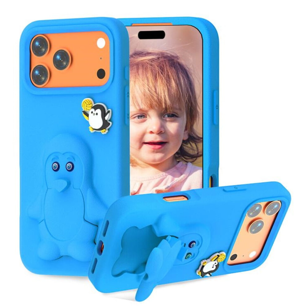 Cartoon Penguin Baby Stand Eva Case For Iphone 17 Pro Blue 9152228003217
