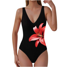 Costum de baie dintr-o singură piesă pentru femei, cu imprimeu floral și croială adâncă, cu control al abdomenului