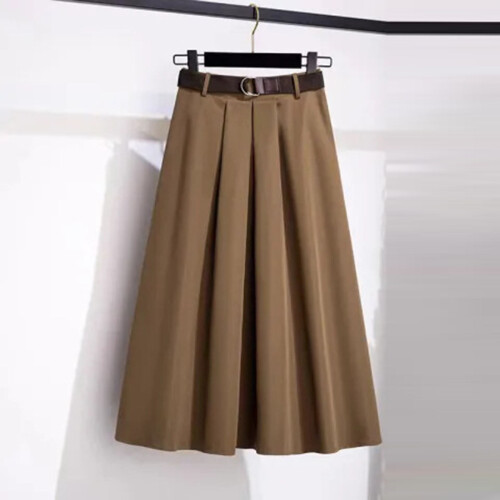 Women's A-Line Midi Skirt Solid Color Nylon Spandex Elastic