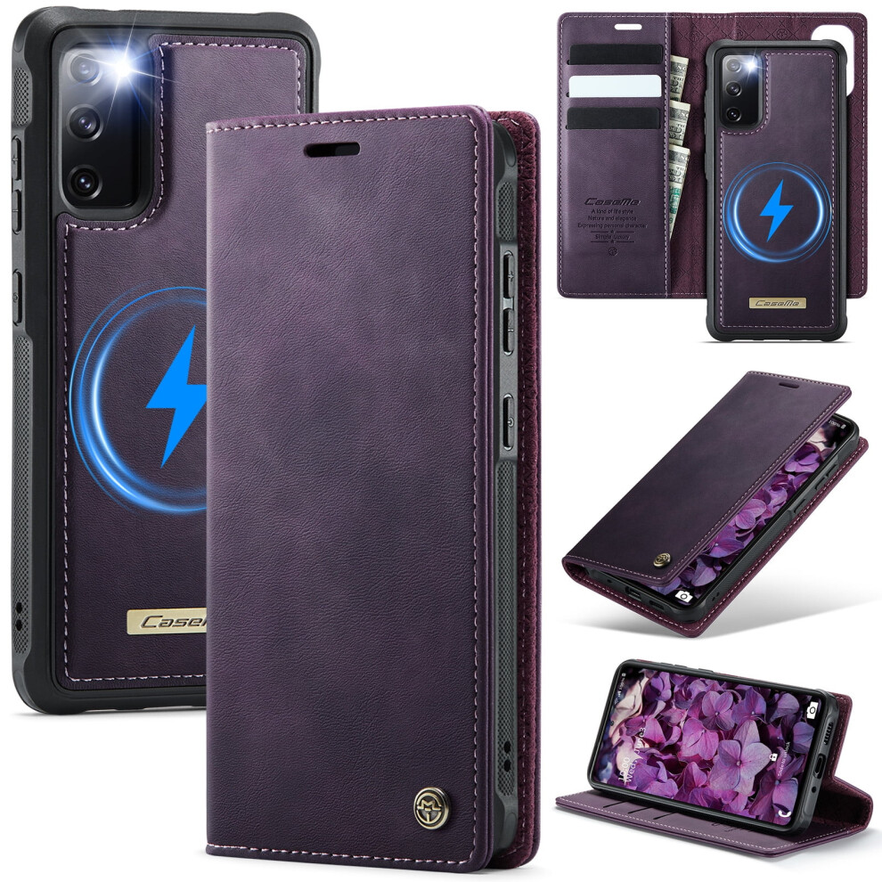 Caseme Wallet Case For Samsung Galaxy S20 Fe, Magsafe-Compatible, Rfid-Blocking, Flip Stand, Shockproof, Magnetic Detachable Pu Leather Cover Â 9418476654039