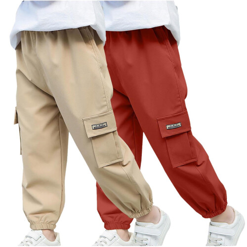 Παντελόνι Jogger Cargo για αγόρια, 2 τεμάχια, γρήγορο στέγνωμα, παντελόνι πεζοπορίας,