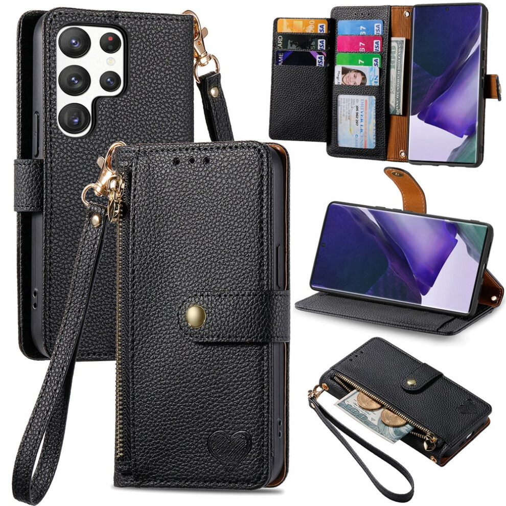 Samsung Galaxy S22 Ultra 5G Leather Wallet Case With Zipper 9152228005112