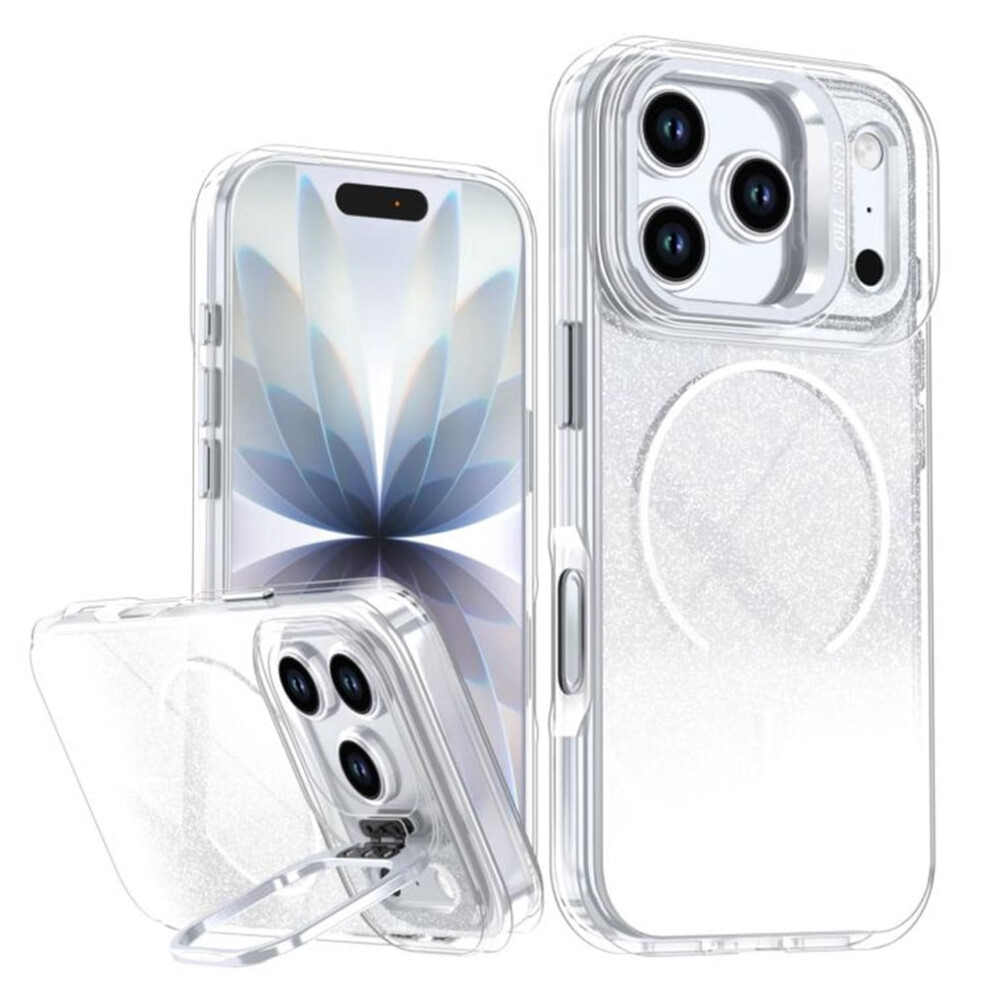 Slim Magnetic Glitter Case For Iphone 17 Pro 6.3" Â Magsafe Compatible, Shockproof Hard Back + Soft Tpu Bumper, White 9418476652868