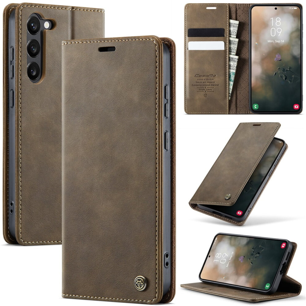 Caseme Calf Leather Wallet Case For Samsung Galaxy S23 5G (6.1") Â Rfid Blocking, Magnetic Closure, Card/Cash Slots, Kickstand, Shockproof 9418476655302