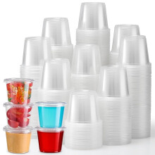 MY Portion Cups With Lids, 240 Sets - 5.5 oz Airtight, Stackable Souffle Cups, Salad Dressing & Sauce Containers for Lunch, Party, Trips