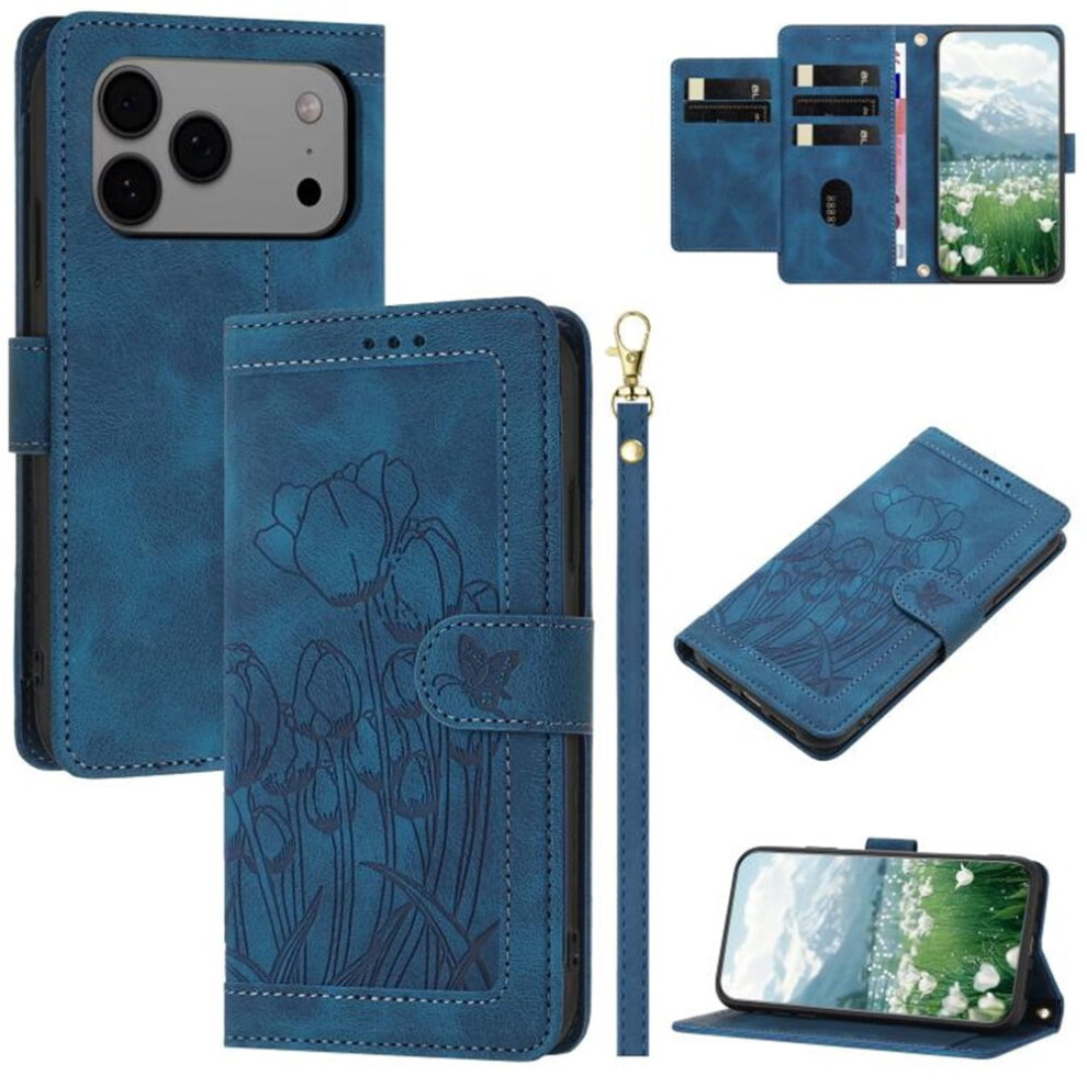 Leather Flip Wallet Case For Iphone 17 Pro Max Tulip Blue 9152228005860