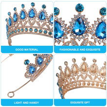 Party Crown Tiara Crown Sky-Blue Zinc Alloy Hair Decor 1Pcs