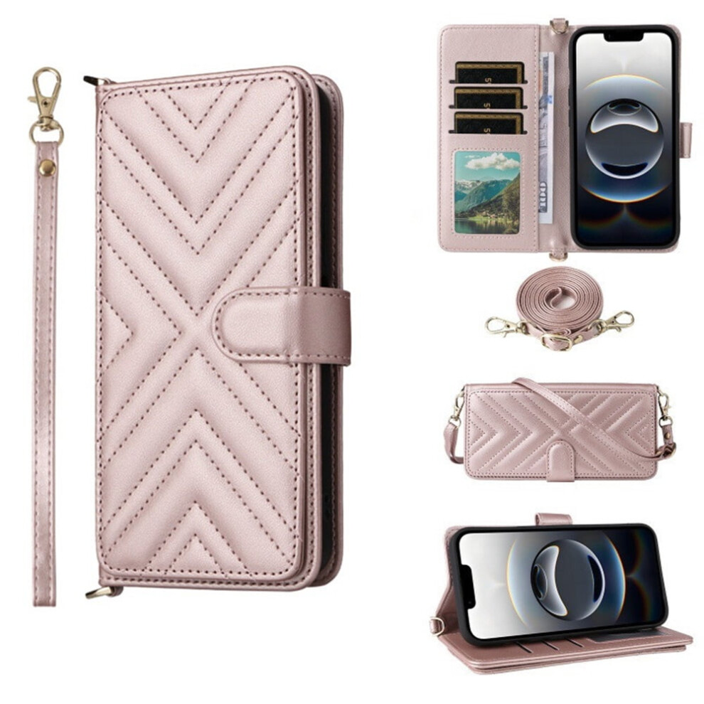 Pu Leather Wallet Case For Samsung Galaxy A15 4G/5G Â Magnetic Flip, Multi-Card Slots, Kickstand, Detachable Shoulder & Wrist Straps Pink 9152228489905