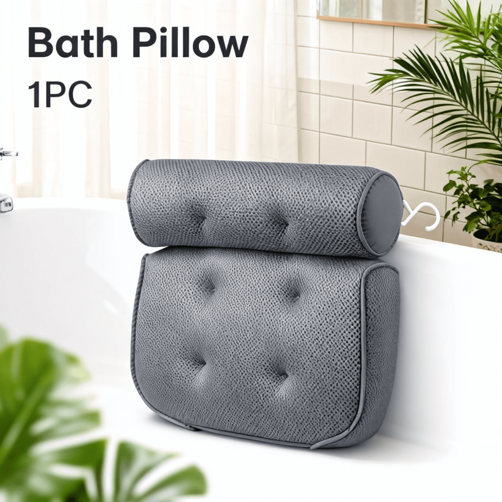 Bath Pillow, Tub Pillow for Bathtub with Strong Non-Slip Suction Cups and Comfortabl 3D AirMesh Bath Pillow for Women &Man
