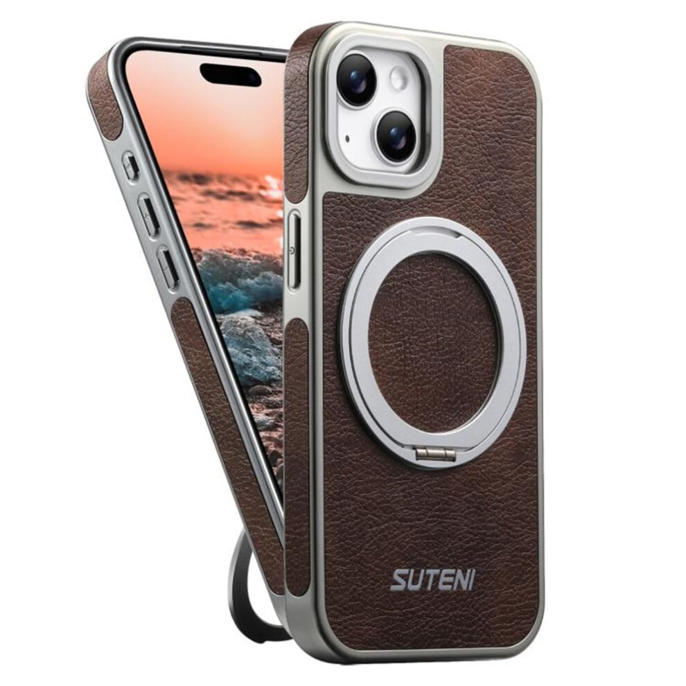 Leather Iphone 13 Case With Magsafe And 360 Rotating Ring 9170372614554
