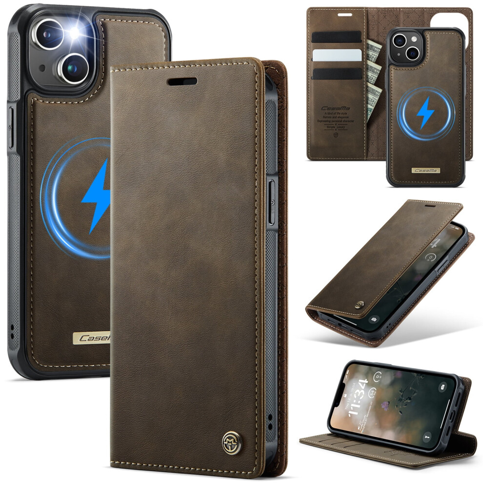 Caseme Wallet Case For Iphone 13 (6.1") Â Magsafe Compatible, Rfid Blocking, Flip Stand, Shockproof, Magnetic Detachable Pu Leather Cover 9152228492196