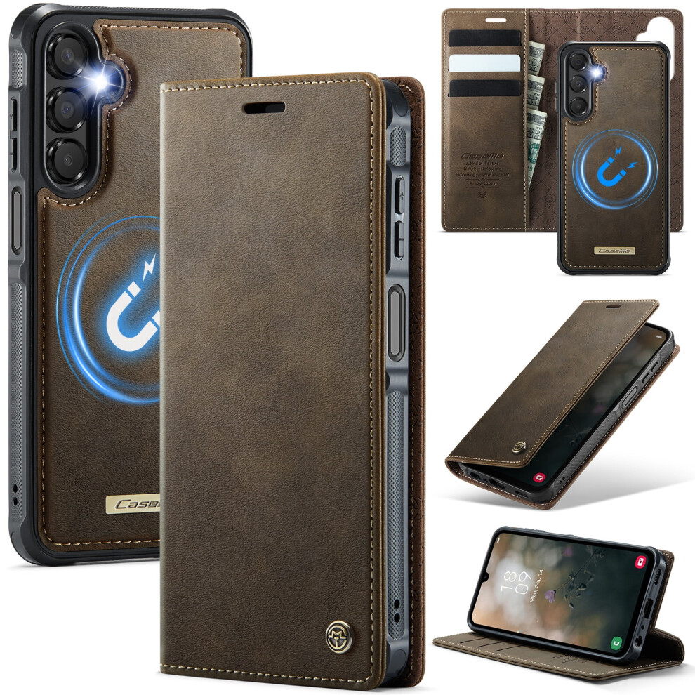 Caseme Wallet Case For Samsung Galaxy A15 6.5" Â 2-In-1 Pu Leather, Rfid Blocking, Flip Stand, Shockproof, Magnetic Detachable Cover, Coffee Brown 9152228490420