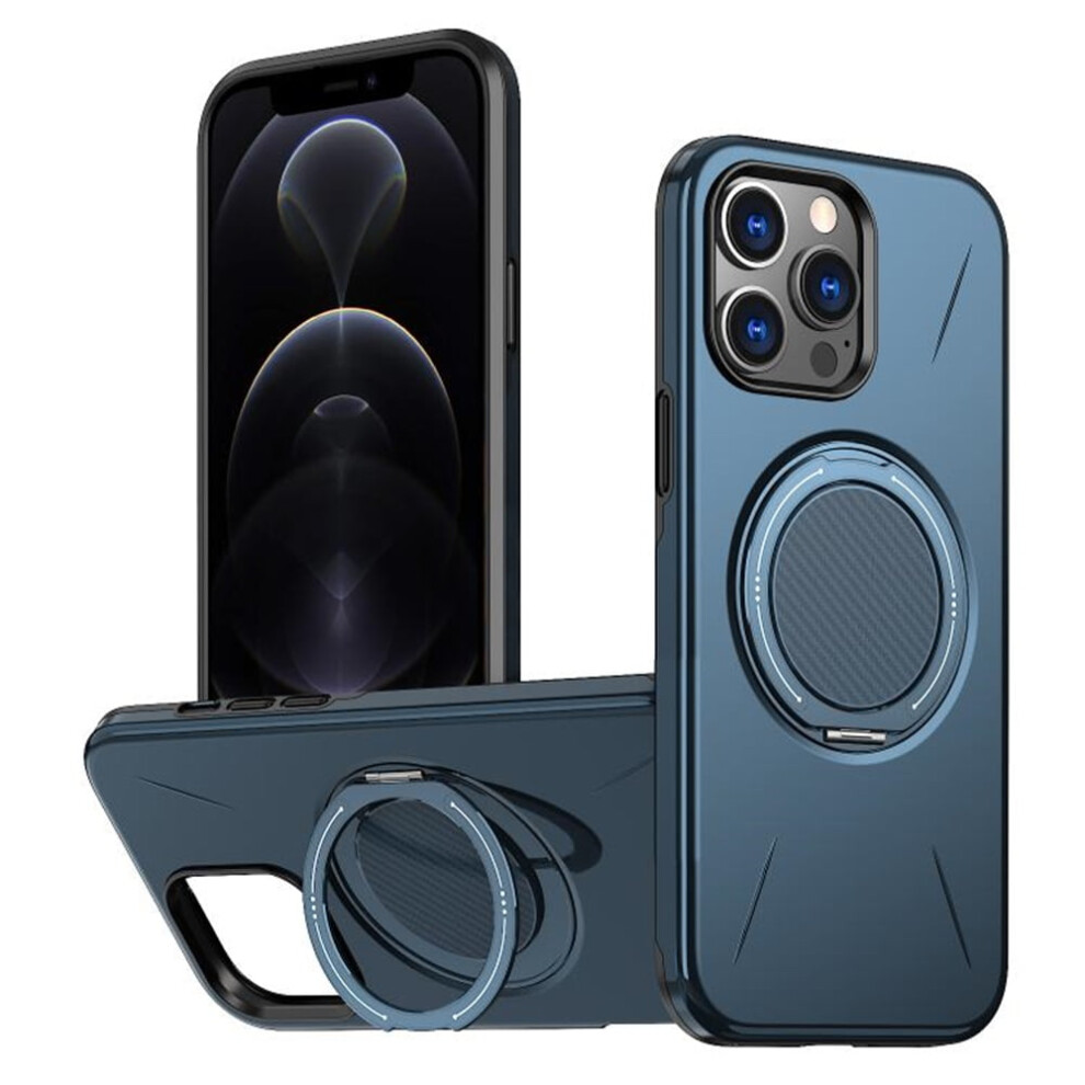 Ultra Slim Hybrid Tpu+Pc Case For Iphone 12 Pro MaxâMagsafe Compatible, Military Shockproof, Metal Rotating Holder, Blue 9152228493148