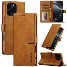 LC.IMEEKE PU Lederen Flip Case compatibel met iPhone 16 Pro Max – Magnetisch, Portemonnee, Standaard, Schokbestendig, Geel