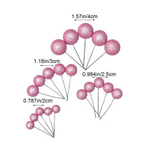 Hot Pink Glitter Foam Balls Cake Decorations 20 Pieces